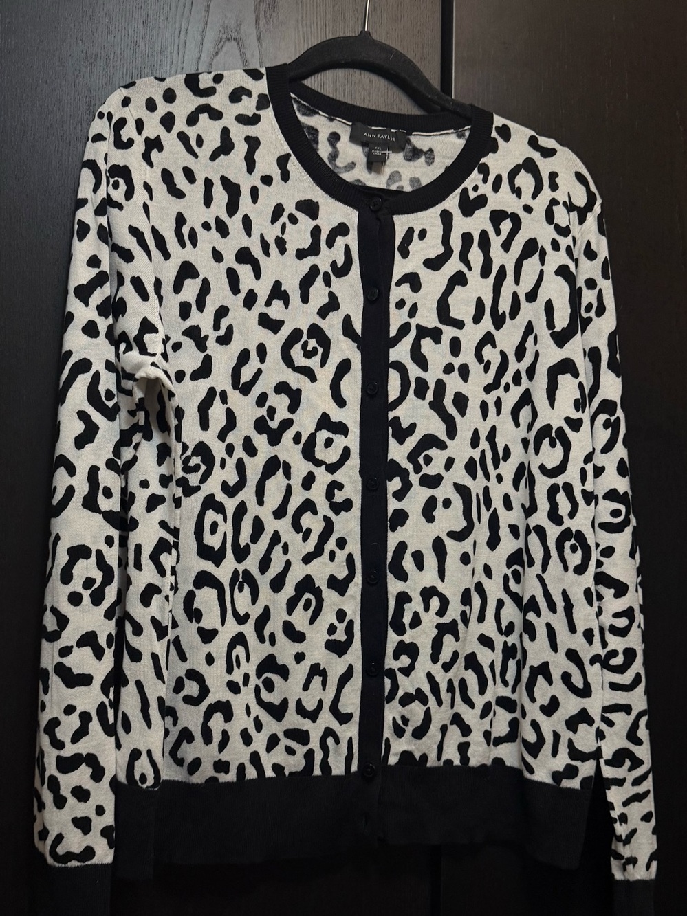 Black & White Lightweight Cotton Leopard Print Cardigan